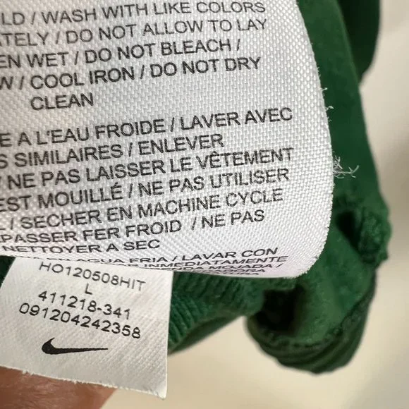 Nike Track Jacket Swoosh Logo Sportswear Full Zip Mock Neck Green Long Sleeve L - Picture 8 of 10